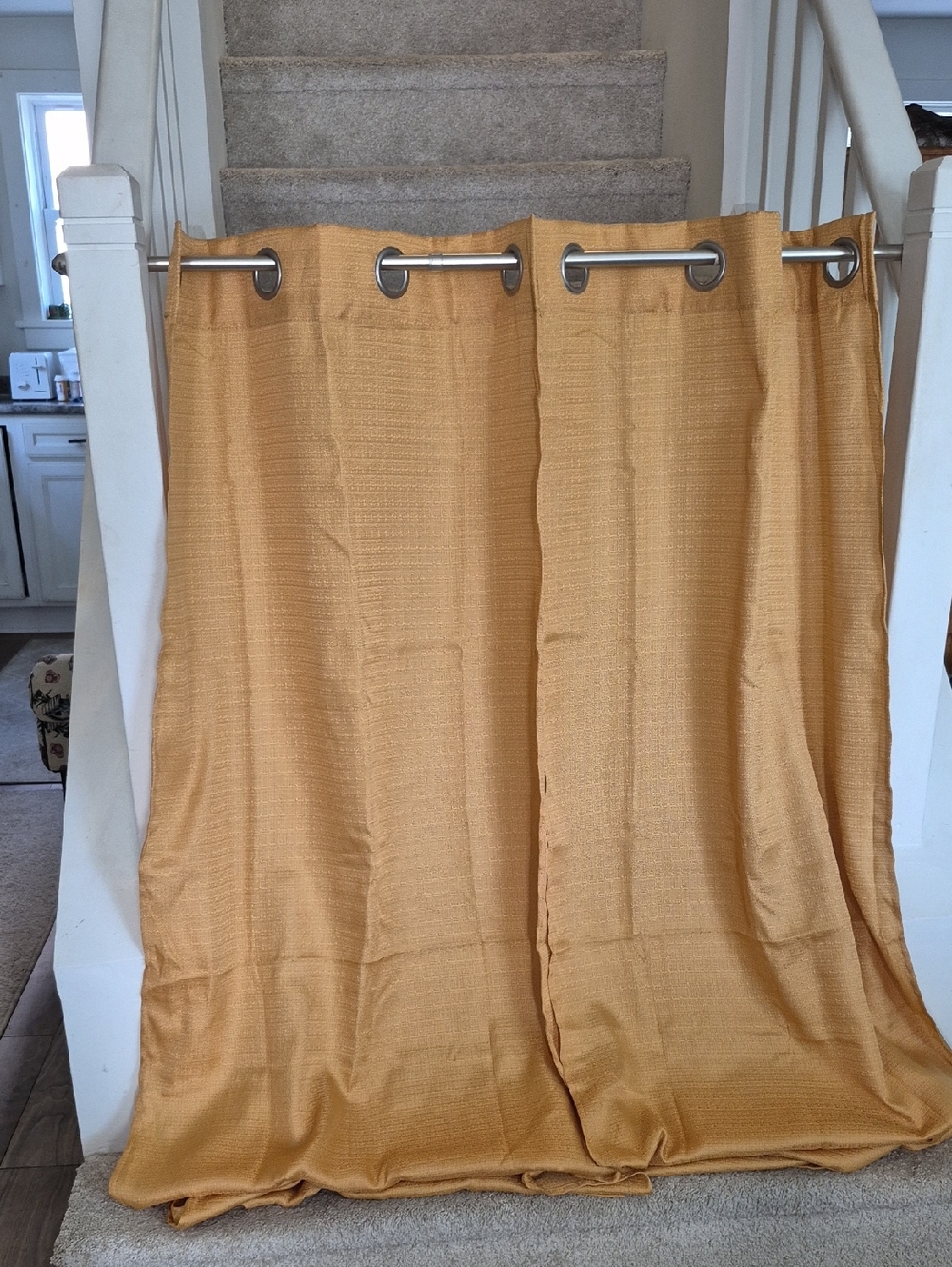 Two Brown Butter Gold Curtain Panels with Grommets 27x84 (54x84)